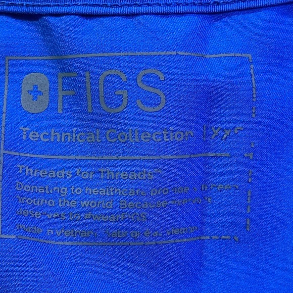 FIGS Royal Blue V Neck Scrub Top Short Sleeve Technical Collection YY - Picture 7 of 11